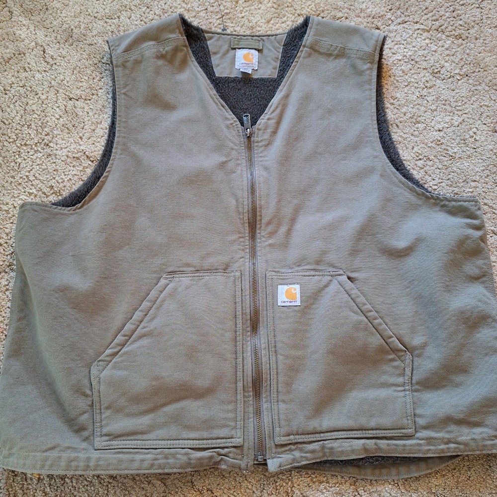 Carhartt Mens Sherpa Canvas Vest Driftwood 2XLT 104394 DWD